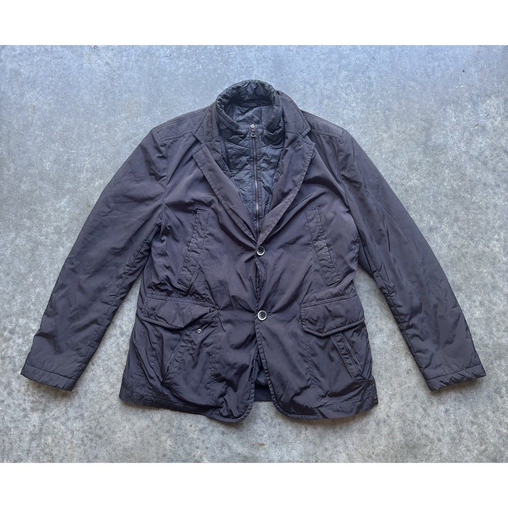 Hugo Boss Windbreaker Jacket Multi-Layer Full Zip Button Down Jacket Mens 44R